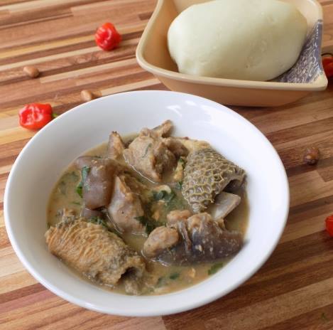Pounded Yam + Ofe Nsala + Goat